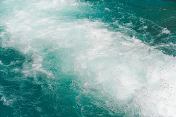 Obraz premium Turquoise color of river water. Blue sea, ocean for with waves