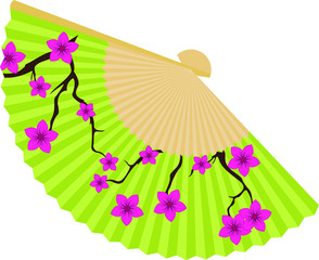 Chinese fan on white background.