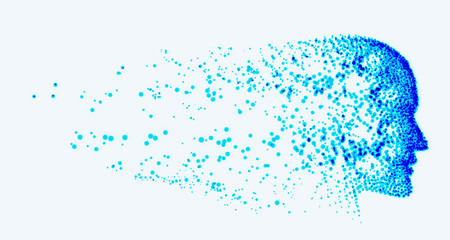 artificial intelligence ai destroying blue face concept