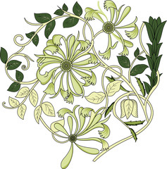 Beautiful hand drawn colour full floral motif