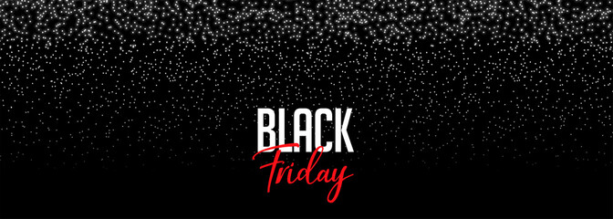 black friday banner with falling sparkles design
