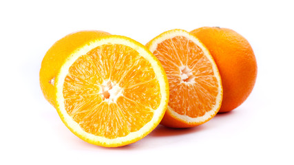 Fototapeta na wymiar juicy oranges isolated on white background close-up