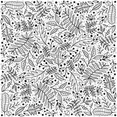 Fall leaves , berries and seeds background square