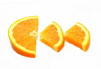 Sliced ​​Orange. Different shaped pieces of fruit.