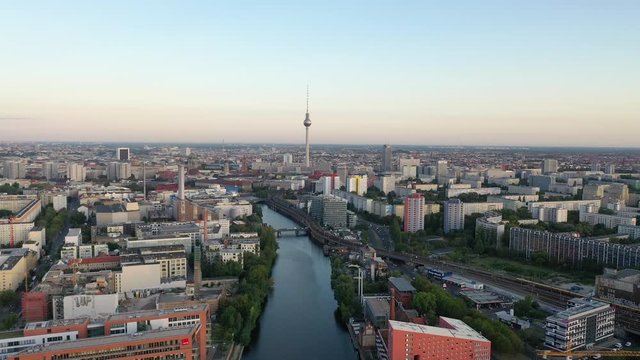 Berlin aerial skyline view from above dorne video in 4k germany.