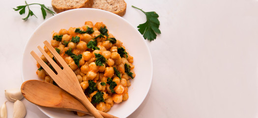 Cooking chickpeas bowl stone background top view