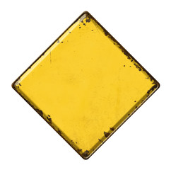 Empty vintage tin sign on a white background
