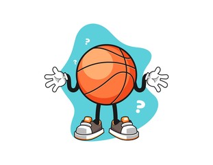 basketball confused cartoon. Mascot Character vector.