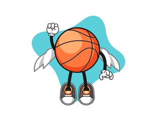 basketball fly cartoon. Mascot Character vector.