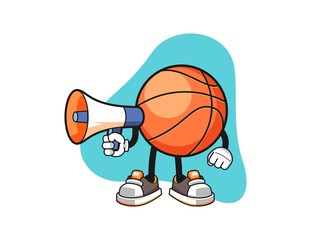 basketball hold megaphone cartoon. Mascot Character vector.