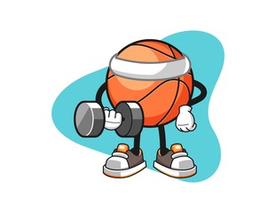 Basketball fitness hold dumbbell cartoon. Mascot Character vector.
