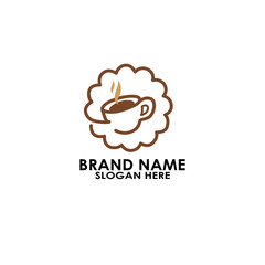 logo cup coffee cafe line with circle