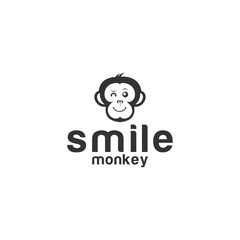 Cute Monkey Smile logo design inspiration - vector
