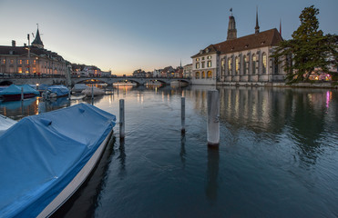 Fototapeta premium Evening view in the center of Zurich