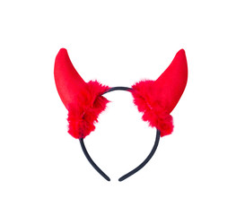 Colorful funny halloween fuzzy devil horns headband  isolated on white background , Head decoration for party