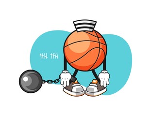 Basketball prisoner cartoon. Mascot Character vector.