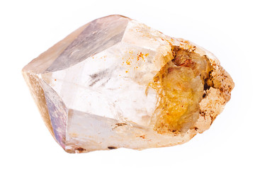 Macro photography of a citrine stone on a white background