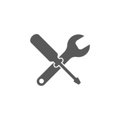 tool icon, Wrench and screwdriver vector isolated on white background