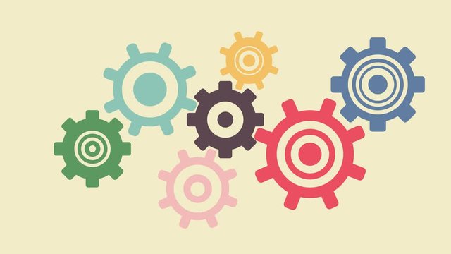 background of vintage gears rotating in different directions