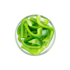 Slices of green bell peppers on a plate