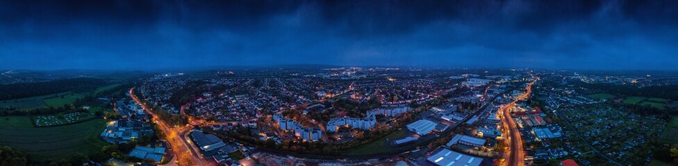 Fototapeta na wymiar Kassel Germany 360° air-nightpano