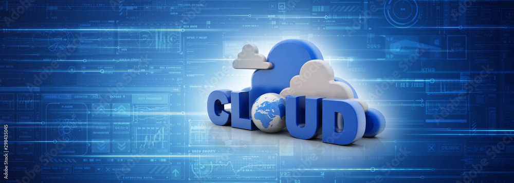 Poster 3d rendering technology cloud computing