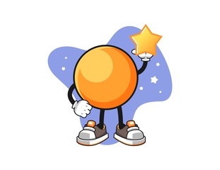 Ping pong ball hold a star cartoon. Mascot Character vector.