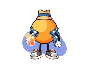 Ping pong ball vacation cartoon. Mascot Character vector.