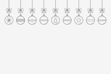 Xmas baubles on white background. Christmas ornament. Vector