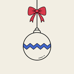 Simple Christmas ball. Xmas ornament. Vector