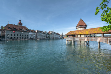 View on Chapel bridge on a sunny day