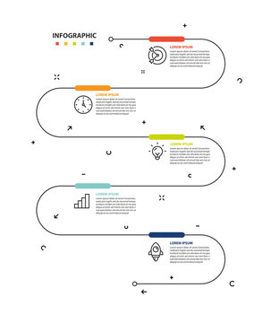 set of timeline infographic 5 step icons