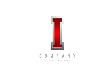 I red metal metallic grey logo letter alphabet for company icon design