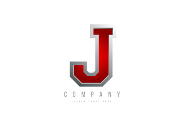 J red metal metallic grey logo letter alphabet for company icon design