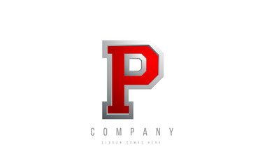 P red metal metallic grey logo letter alphabet for company icon design
