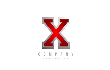 Obraz premium X red metal metallic grey logo letter alphabet for company icon design