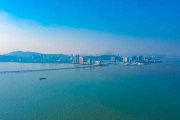 Fototapeta na wymiar Aerial aerial photographs of the seaside city in Zhuhai, Guangdong Province, China
