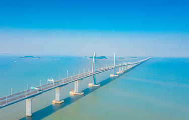 Fototapeta na wymiar Aerial scenery of the Zhuhai section of the Hong Kong-Zhuhai-Macao Bridge in China