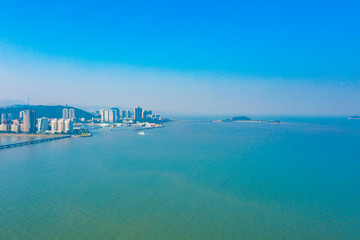 Aerial aerial photographs of the seaside city in Zhuhai, Guangdong Province, China
