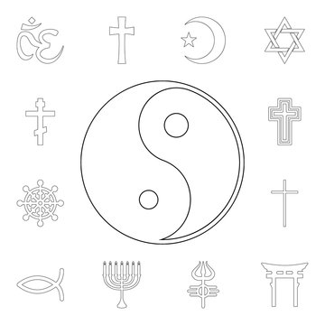 religion symbol, yin yang outline icon. element of religion symbol illustration. signs and symbols icon can be used for web, logo, mobile app, ui, ux