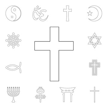 religion symbol, catholicism outline icon. element of religion symbol illustration. signs and symbols icon can be used for web, logo, mobile app, ui, ux