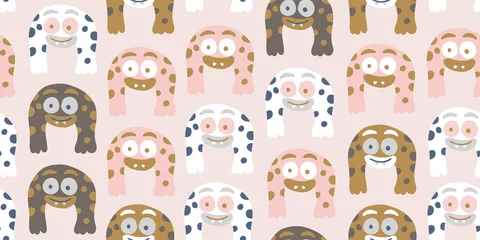Wall murals Monsters Kids seamless pattern with colorful cute monsters 