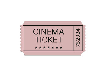 Illustration of cinema ticket on white background