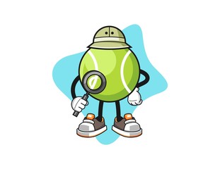 Tennis ball archaeologist cartoon. Mascot Character vector.