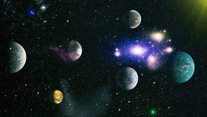 Beautiful night sky, star in the space. Collage on space, science and education items. Elements of...