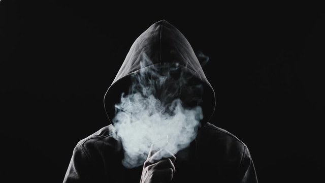 Video of smoker man in the hood