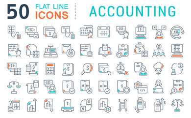 Set Vector Line Icons of Accounting