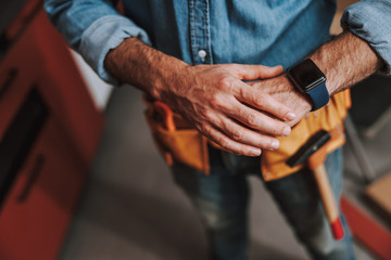 Smart watch on the wrist of man