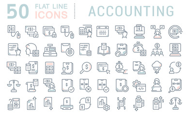 Set Vector Line Icons of Accounting