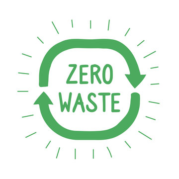 Green zero waste logo on white background